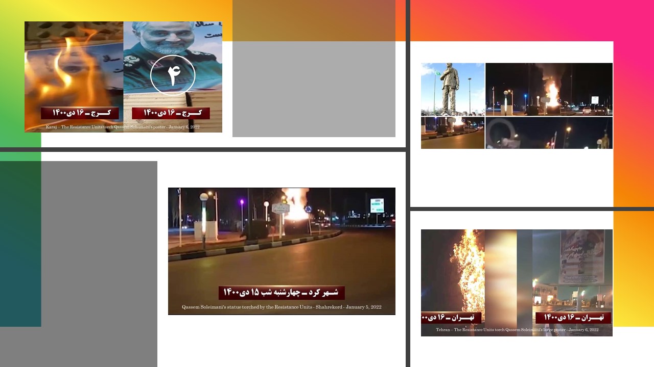 Iranian Resistance Units set fire to Soleimani's Statue
