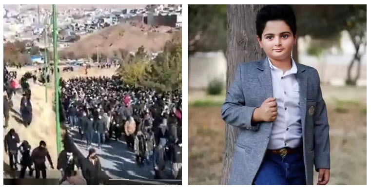 At least 57 children have been killed since the protests began. Kian Pirfalak, 10, was killed by security personnel on November 17.