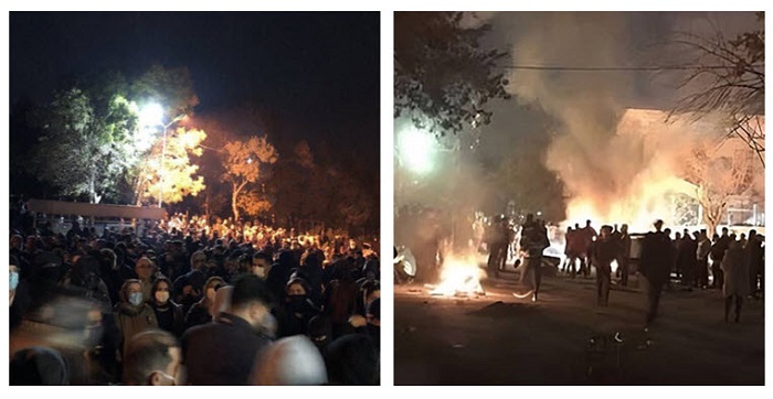 Various cities, including Ahvaz, Kerman, Qom, Rasht, Muchesh, Kamyaran, Marivan, Mahabad, Bukan, Bandar Abbas, etc., witnessed nightly demonstrations, lighting fires, and clashes with the regime’s agents in some cities.