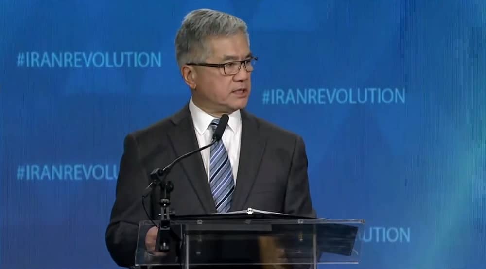 "Gary Locke, former U.S. Minister of Commerce, said he was honored to follow Maryam Rajavi's plans, which have been ratified by over 250 members of congress from both parties.