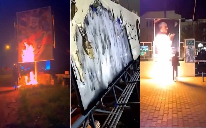 Torching Qassem Soleimani’s billboards and nightly protests