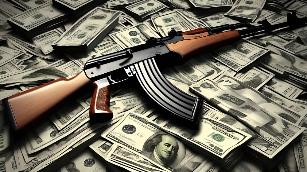 ai-generated-AK47-on-USD-pile In many parts of the world, uncovering corruption among the elite generates public outrage, dominates headlines, and often leads to significant political shake-ups.