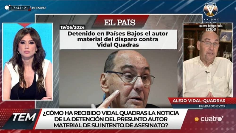 In a riveting interview on Spain’s national television, Professor Alejo Vidal-Quadras, President of the International Committee in Search of Justice and former Vice President of the European Parliament, recounted his harrowing experience of surviving an assassination attempt.