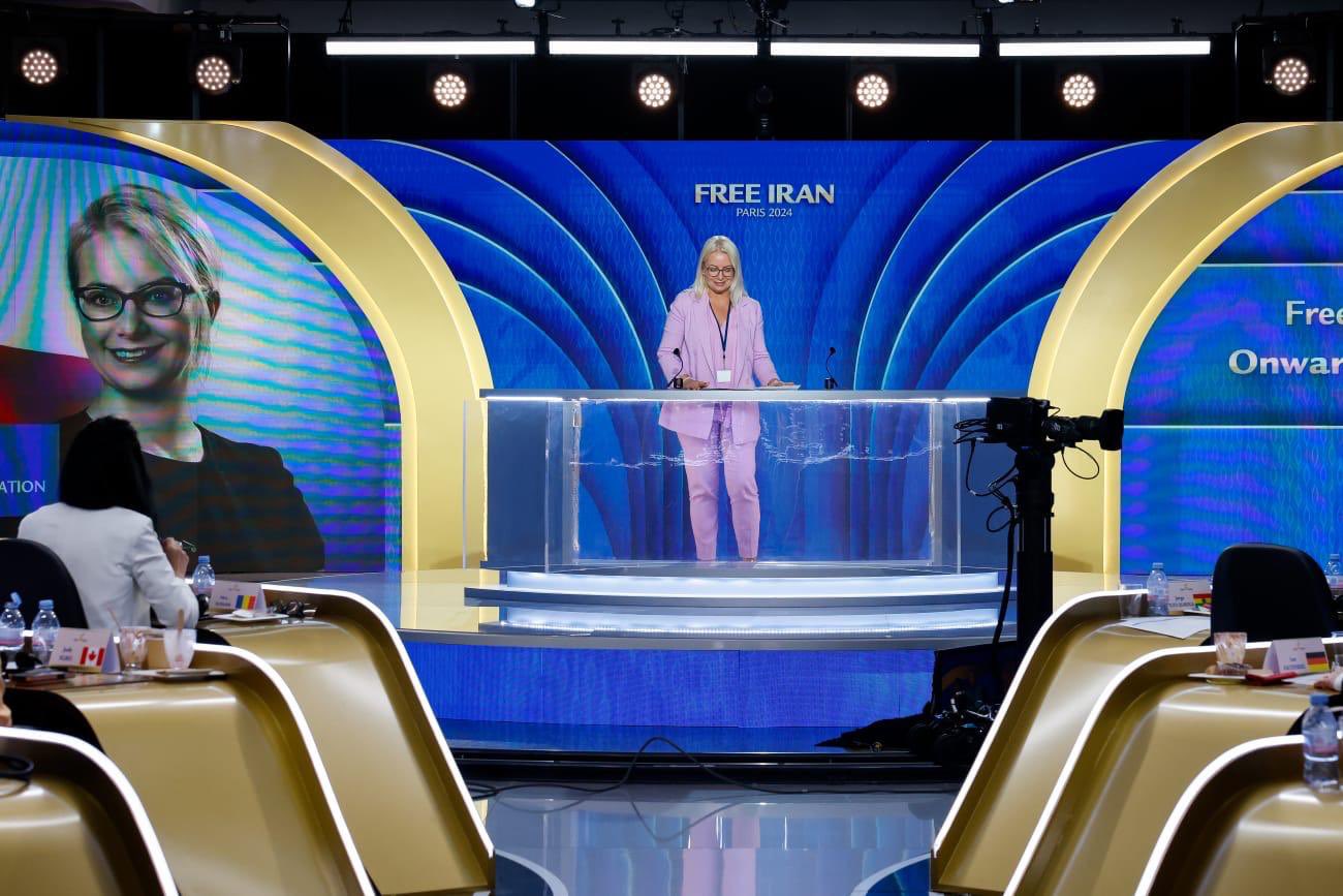 Mrs.Konopacka condemned the Iranian authorities for staging sham trials against dissidents abroad, specifically pointing to the Tehran Criminal Court's July 2023 disclosure of 104 names linked to the People's Mojahedin Organization of Iran (PMOI/MEK) in Albania.