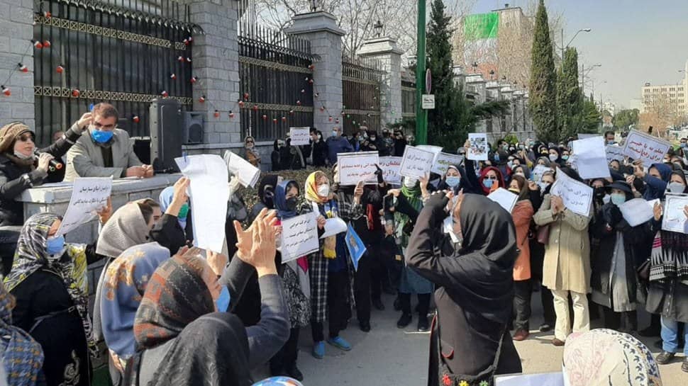 In Tehran, reserve teachers protested outside the presidential office, denouncing the discrimination and humiliation they faced.