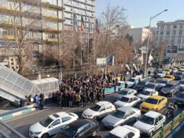 Retired steelworkers in Tehran rallied to protest on January 21, 2025