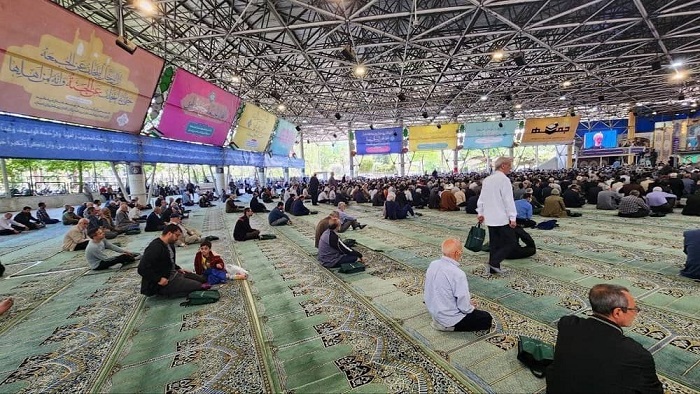 FILE PHOTO: Sparse attendance of regime supporters at a Friday prayer sermon in Tehran, Iran